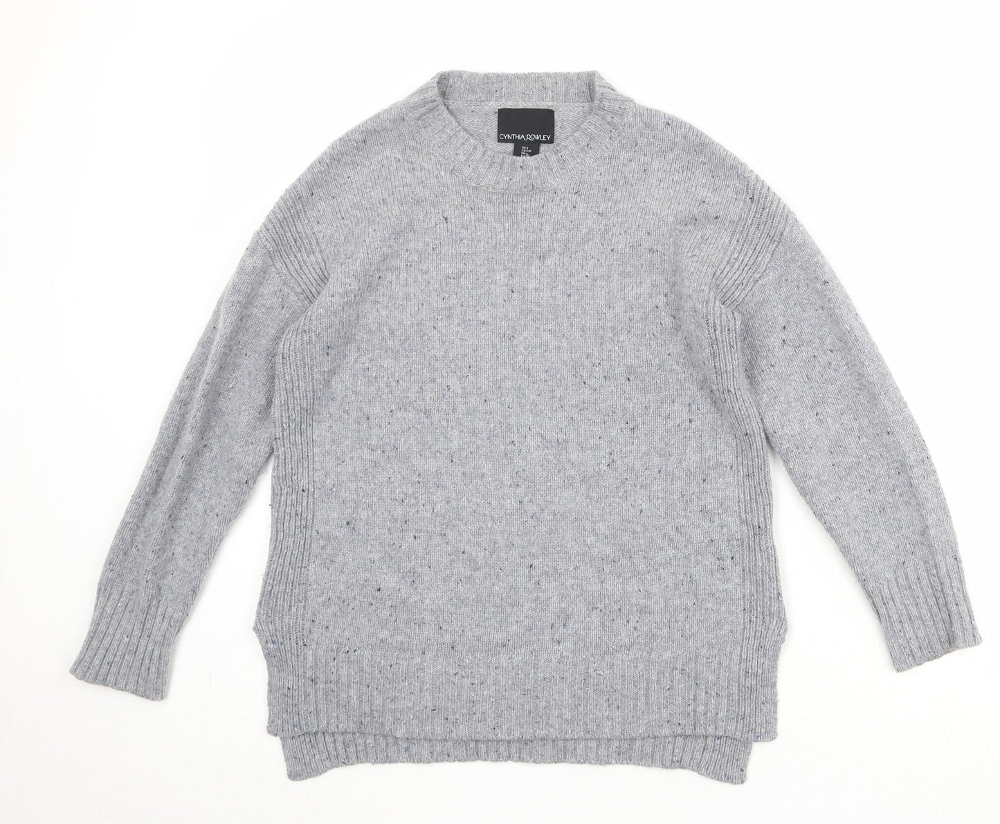Cynthia Rowley Womens Grey Round Neck Acrylic Pullover Jumper Size S