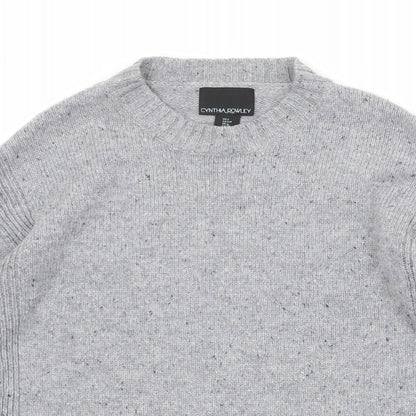 Cynthia Rowley Womens Grey Round Neck Acrylic Pullover Jumper Size S