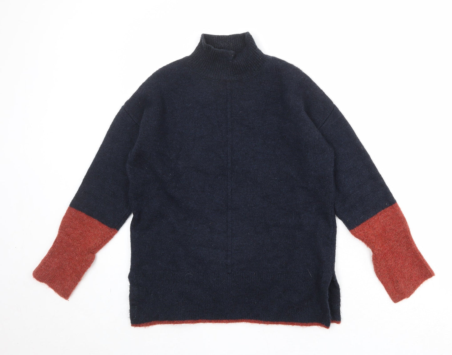 Marks and Spencer Womens Blue High Neck Acrylic Pullover Jumper Size S