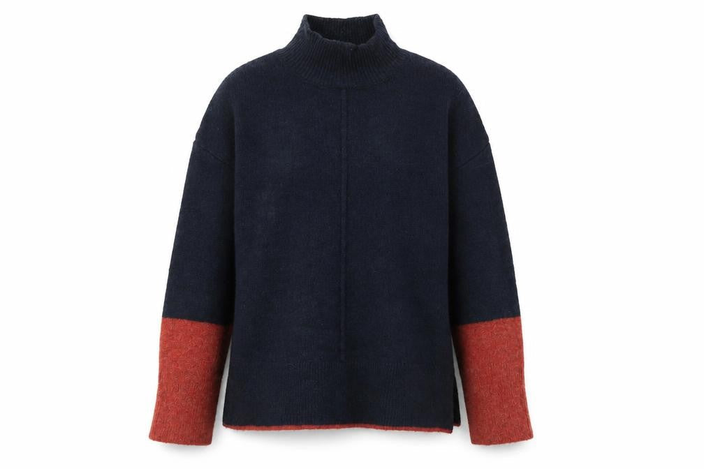 Marks & Spencer Womens Blue High Neck Acrylic Pullover Jumper Size S