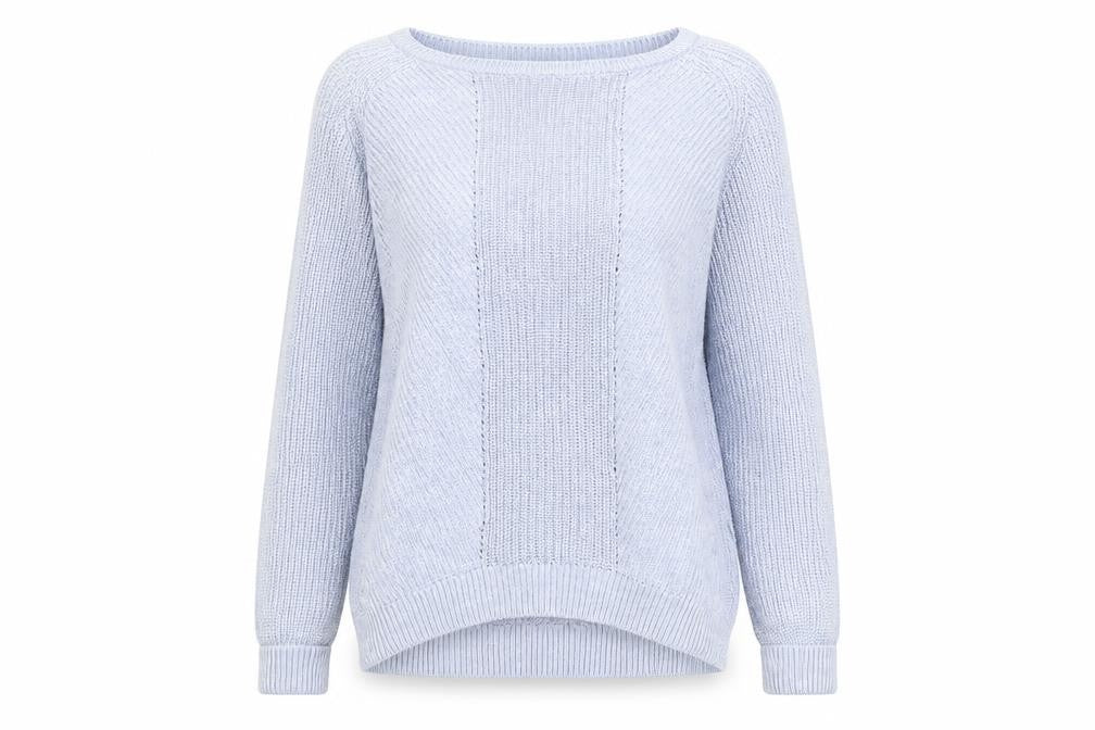 Marks & Spencer Womens Blue Boat Neck 100% Cotton Pullover Jumper Size S