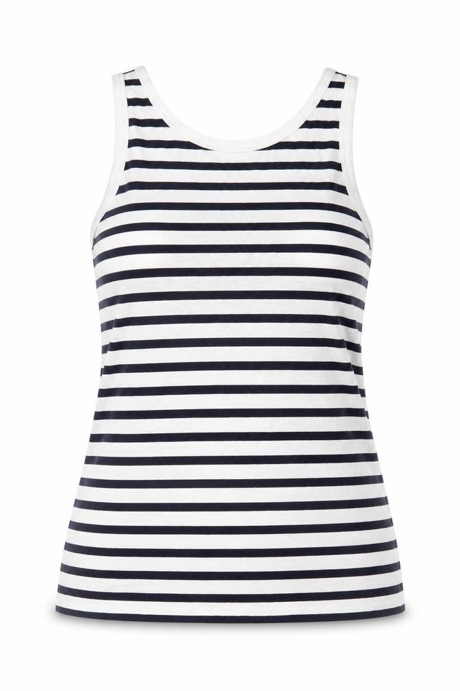 ASOS Womens White Striped Viscose Basic Tank Size 6 Round Neck