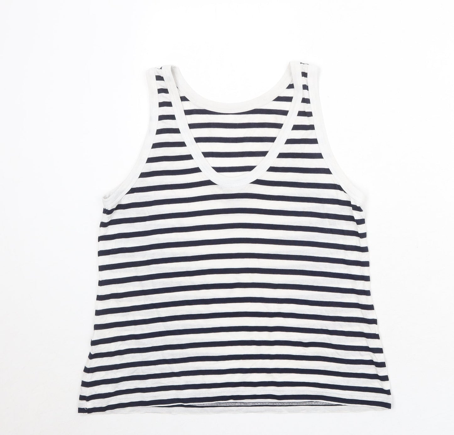 ASOS Womens White Striped Viscose Basic Tank Size 6 Round Neck