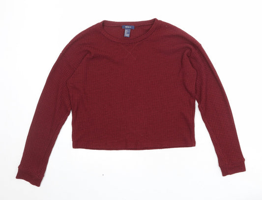 FOREVER 21 Womens Red Round Neck Polyester Pullover Jumper Size S