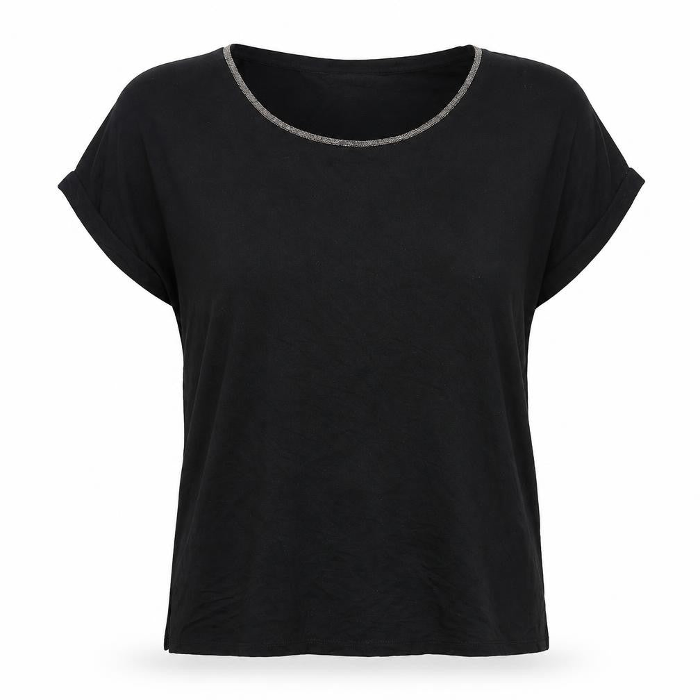 NEXT Womens Black Viscose Basic T-Shirt Size 12 Round Neck