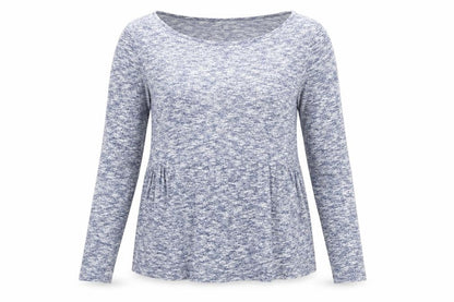 Deane & White Womens Blue Geometric Viscose Basic Blouse Size S Round Neck