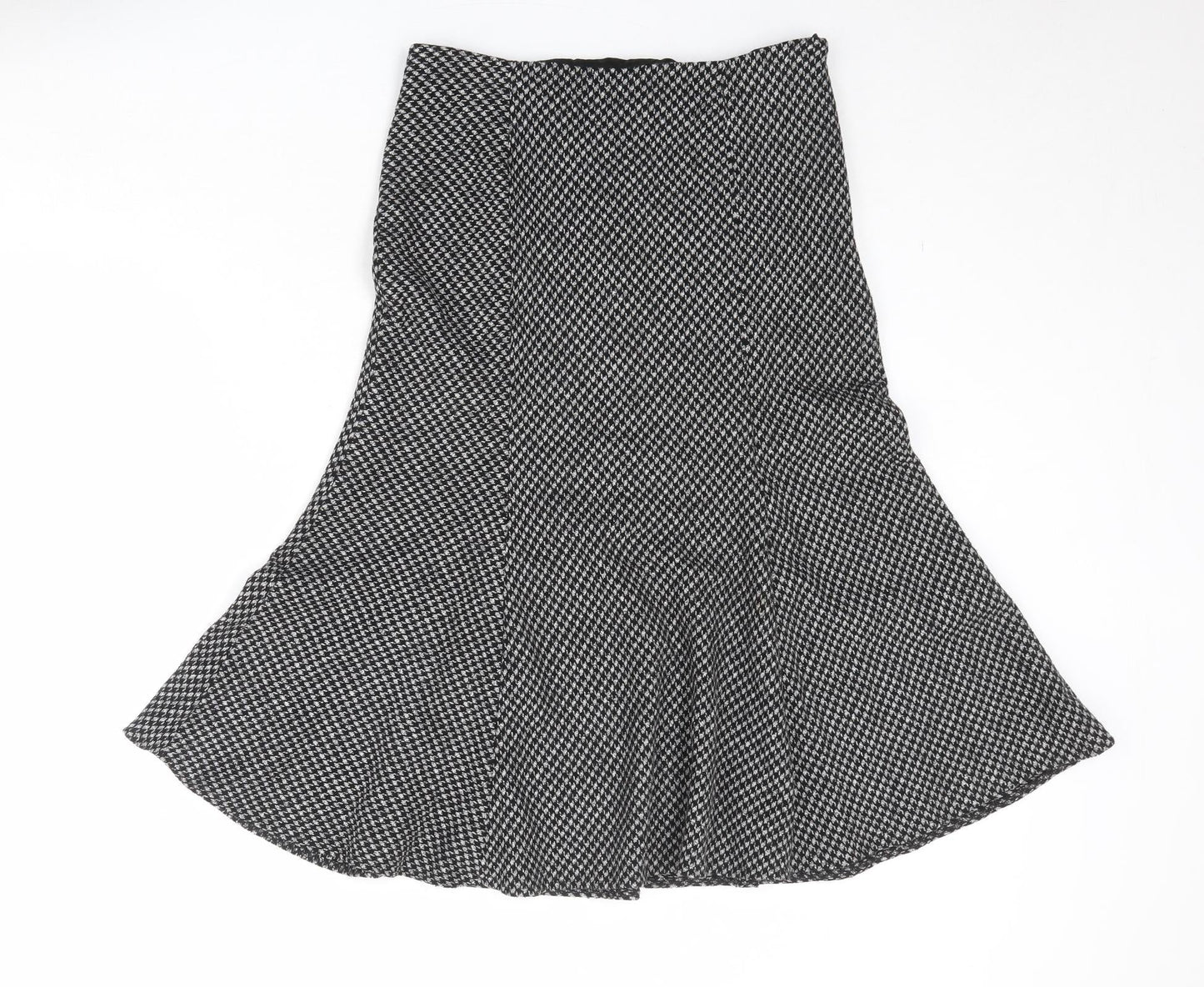 Wallis Womens Black Geometric Polyester Swing Skirt Size 10 Zip