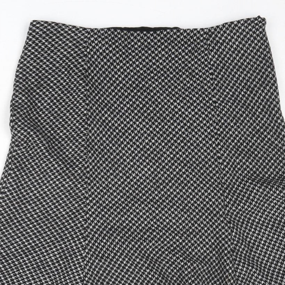 Wallis Womens Black Geometric Polyester Swing Skirt Size 10 Zip