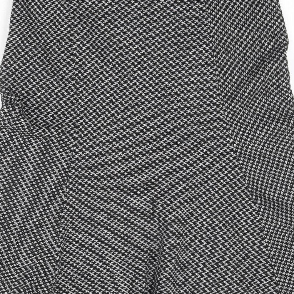 Wallis Womens Black Geometric Polyester Swing Skirt Size 10 Zip