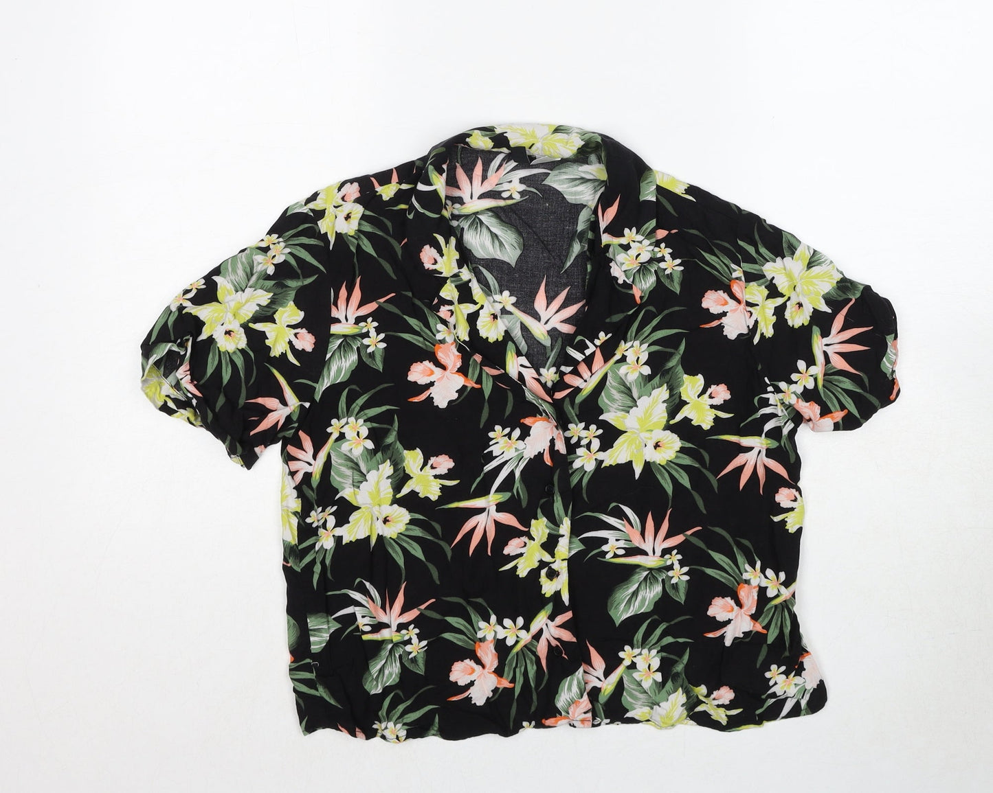 Divided by H&M Womens Multicoloured Floral Viscose Basic Button-Up Size 4 Collared