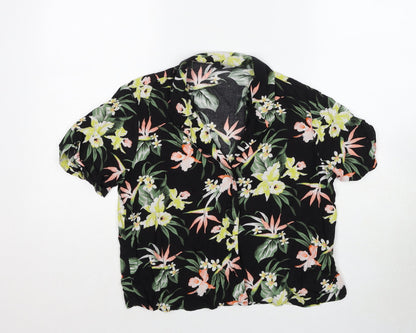 Divided by H&M Womens Multicoloured Floral Viscose Basic Button-Up Size 4 Collared