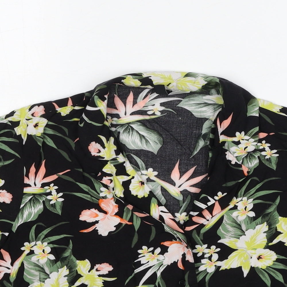 Divided by H&M Womens Multicoloured Floral Viscose Basic Button-Up Size 4 Collared
