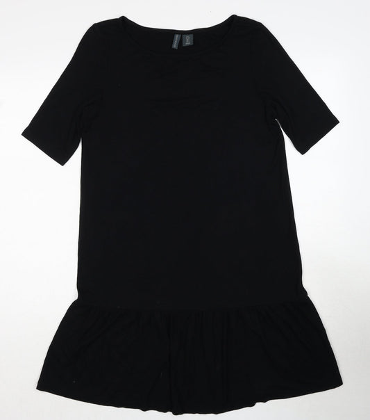 Paraphrase Womens Black Polyester Skater Dress Size S Round Neck Pullover