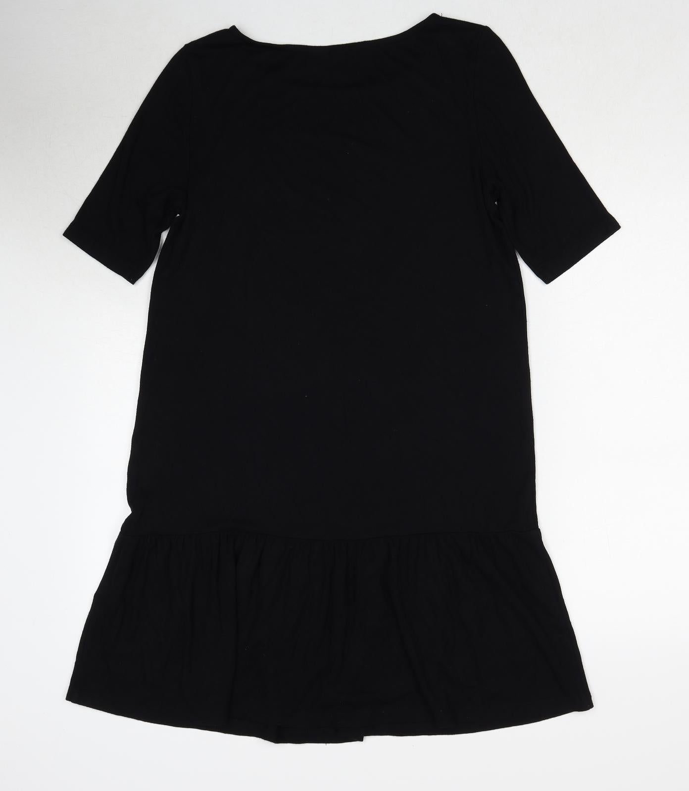 Paraphrase Womens Black Polyester Skater Dress Size S Round Neck Pullover
