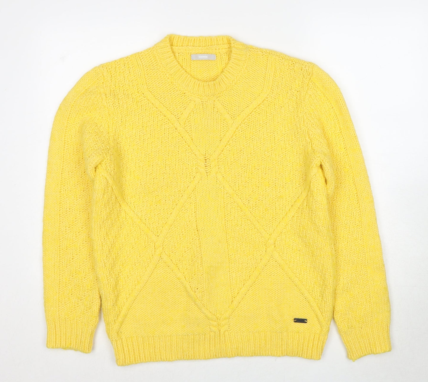 Sseinse Womens Yellow Round Neck Acrylic Pullover Jumper Size L