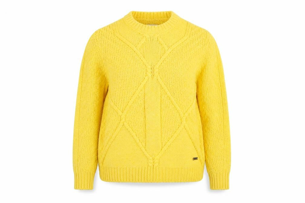 Sseinse Womens Yellow Round Neck Acrylic Pullover Jumper Size L