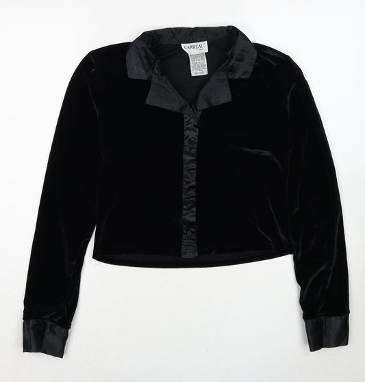 Carreau Sport Womens Black Polyester Basic Button-Up Size M Collared