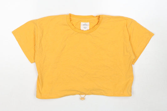 Chelsea Peers Womens Yellow Cotton Basic T-Shirt Size S Round Neck