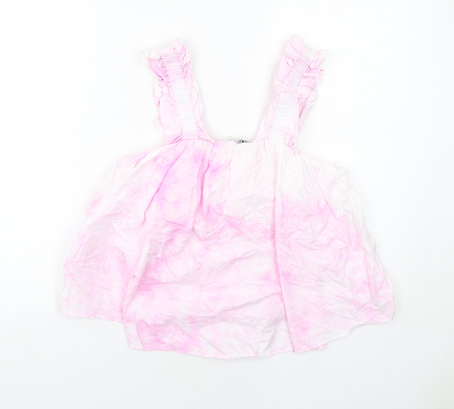 Zara Womens Pink Cotton Basic Tank Size XS Square Neck - Tie-dye