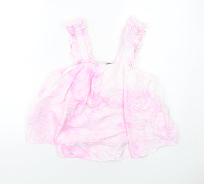 Zara Womens Pink Cotton Basic Tank Size XS Square Neck - Tie-dye