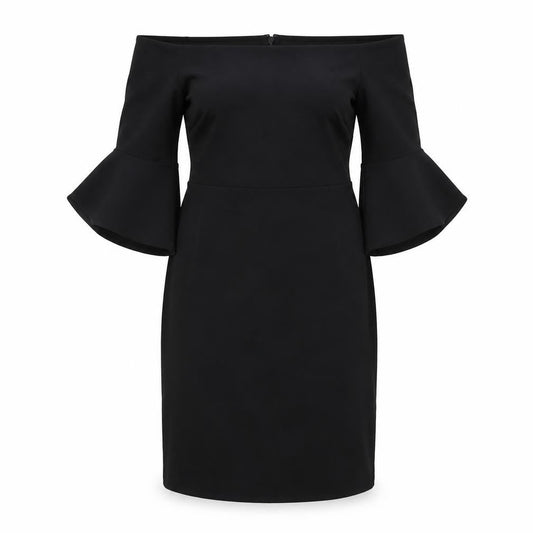 H&M Womens Black Polyester Shift Size M Off the Shoulder Zip