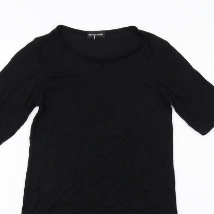 PRETTYLITTLETHING Womens Black Viscose A-Line Size 6 Round Neck Pullover
