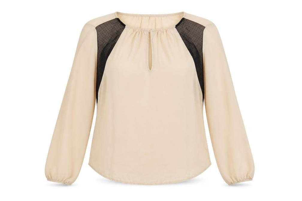 Zara Womens Beige Polyester Basic Blouse Size XL Round Neck