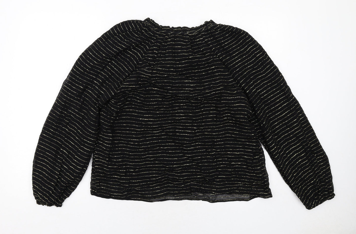 Per Una Womens Black Striped Viscose Basic Blouse Size 6 V-Neck