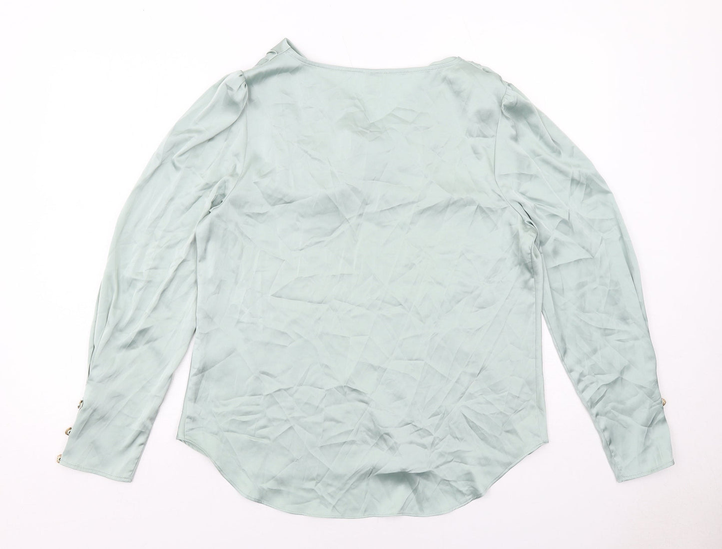 River Island Womens Green Polyester Basic Blouse Size 14 Round Neck