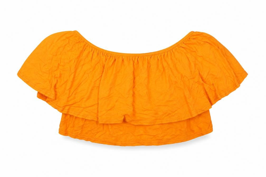 Boohoo Womens Orange Viscose Cropped Blouse Size 8 Round Neck
