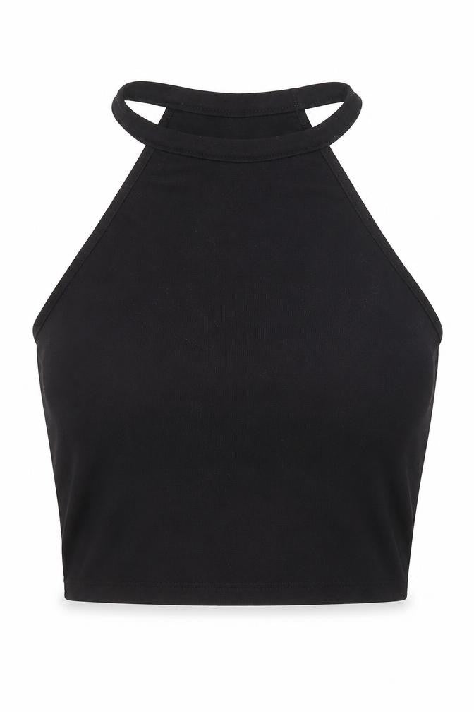 Zara Womens Black Polyester Cropped Tank Size S Round Neck
