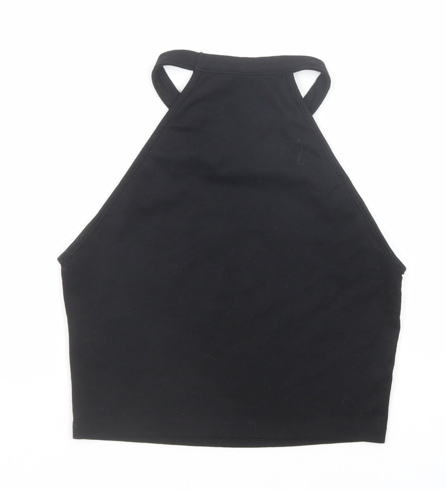 Zara Womens Black Polyester Cropped Tank Size S Round Neck