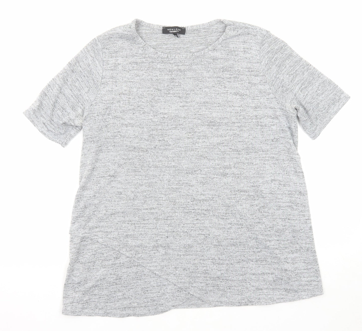 New Look Womens Grey Polyester Basic T-Shirt Size 12 Round Neck