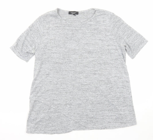 New Look Womens Grey Polyester Basic T-Shirt Size 12 Round Neck