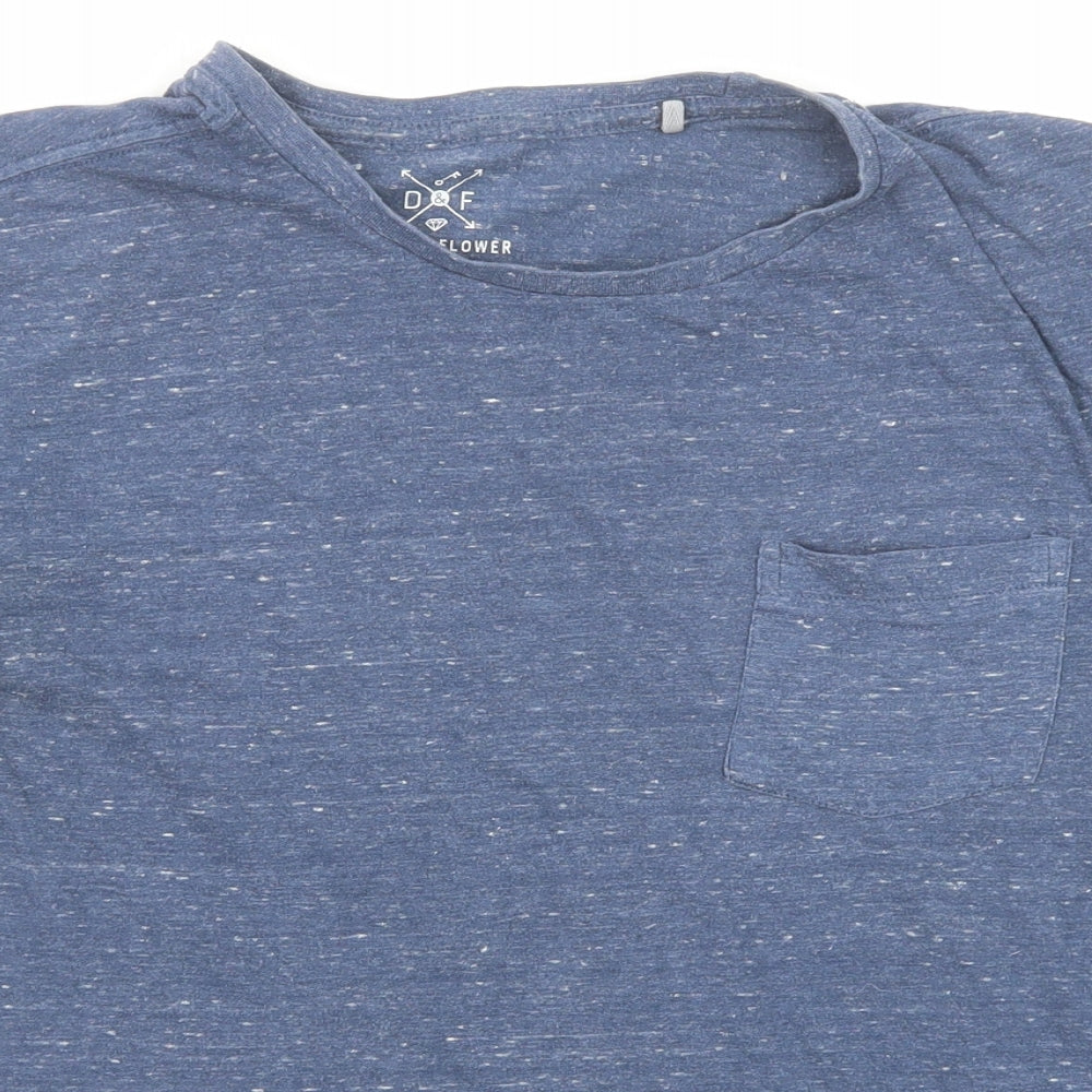 Denim & Flower Womens Blue Cotton Basic T-Shirt Size M Round Neck