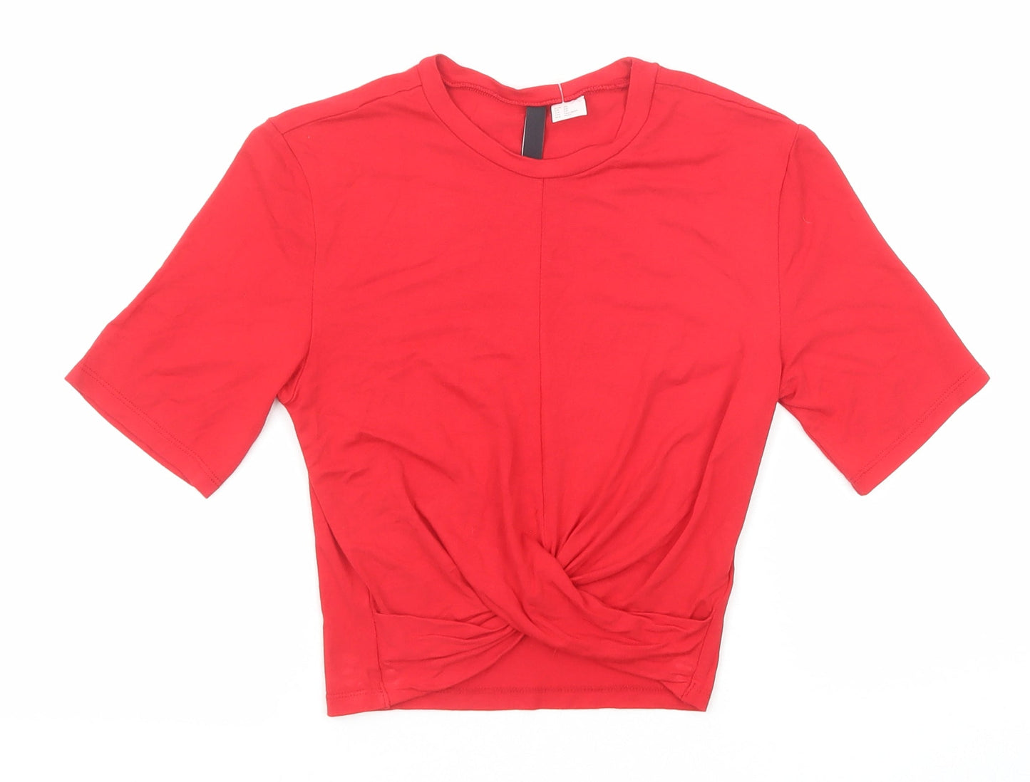 Divided by H&M Womens Red Viscose Basic T-Shirt Size XS Round Neck