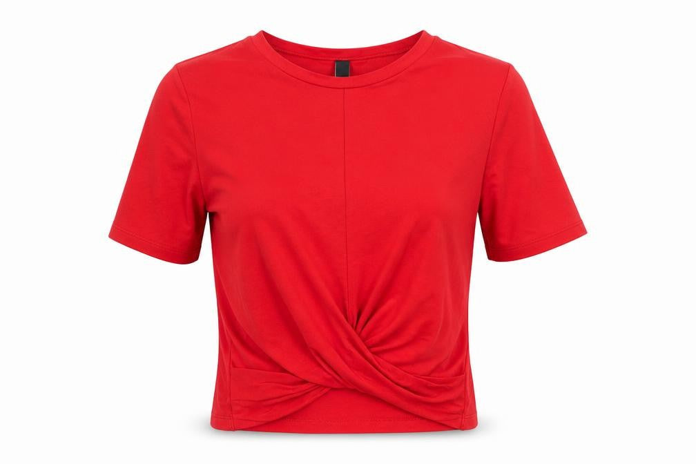 Divided by H&M Womens Red Viscose Basic T-Shirt Size XS Round Neck