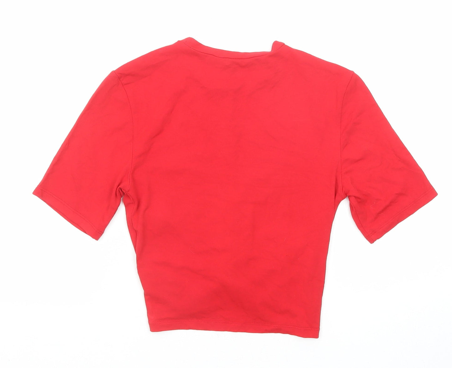 Divided by H&M Womens Red Viscose Basic T-Shirt Size XS Round Neck