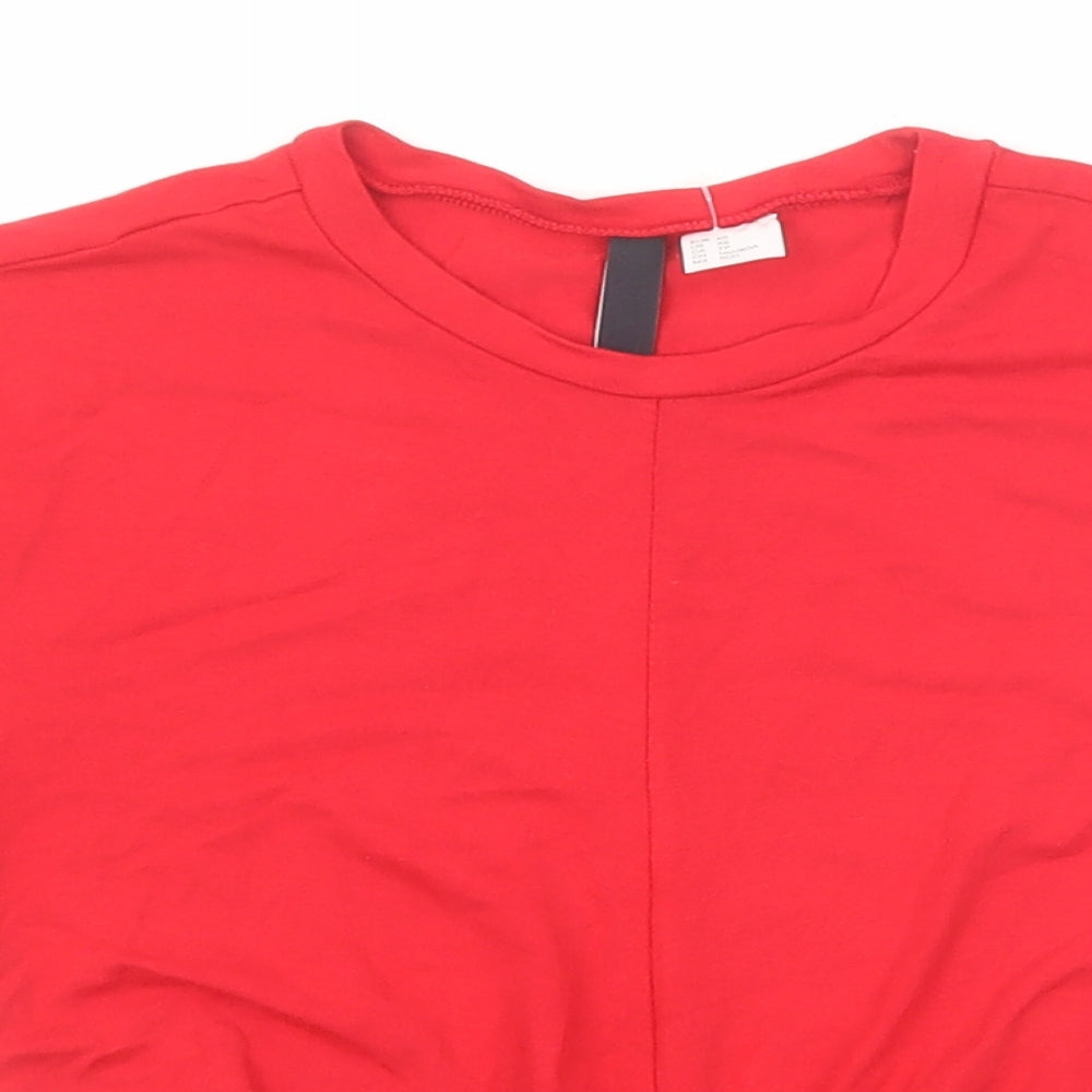Divided by H&M Womens Red Viscose Basic T-Shirt Size XS Round Neck