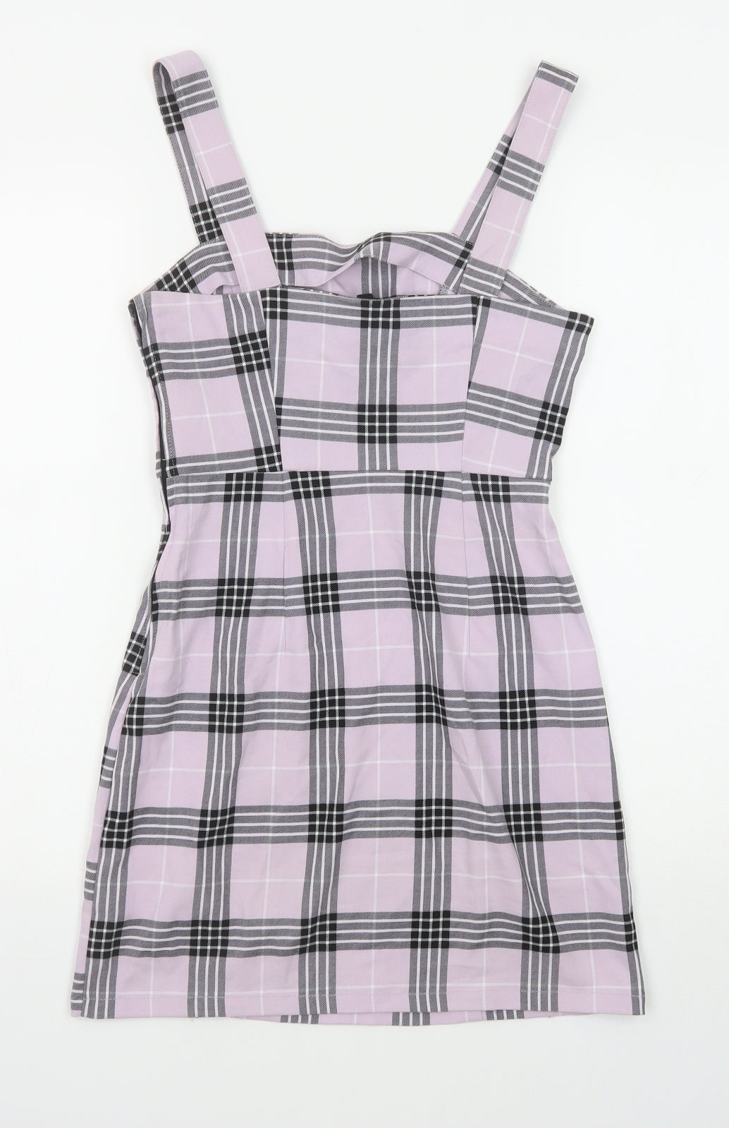 Divided by H&M Womens Purple Plaid Polyester Tank Dress Size 6 Square Neck Zip