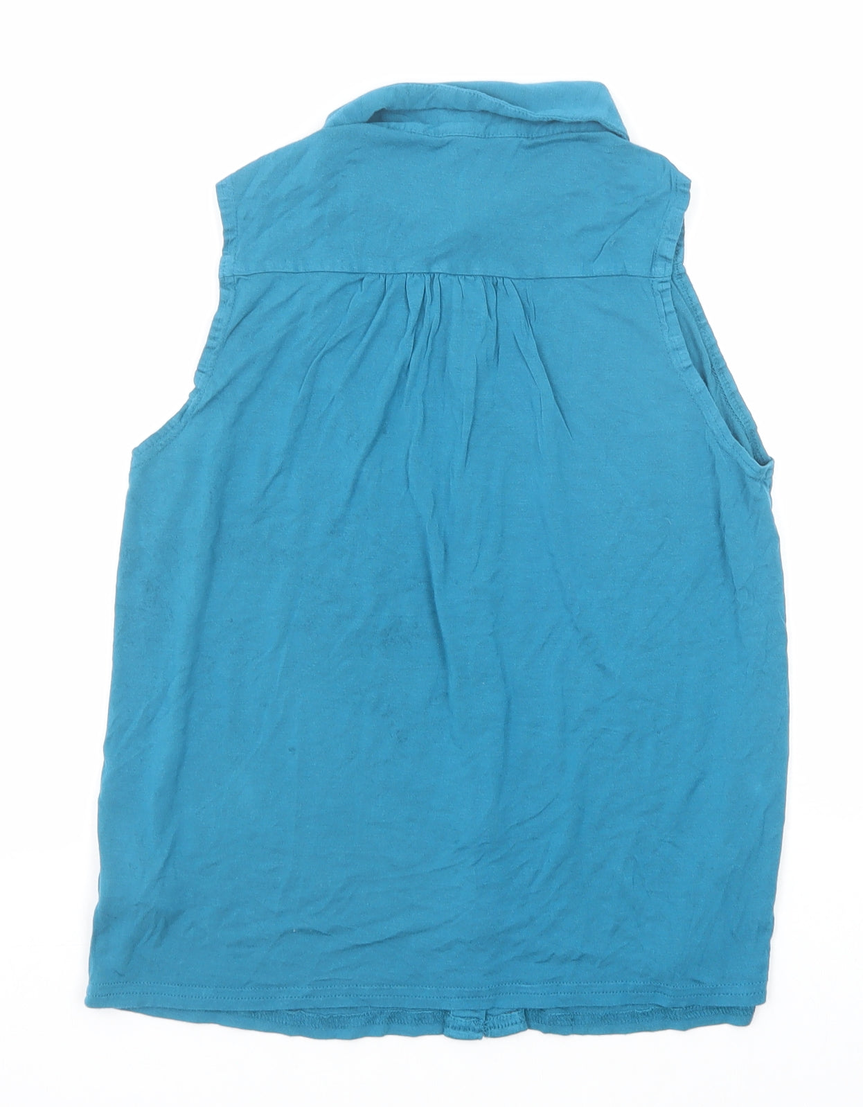 New Look Womens Blue Viscose Basic Button-Up Size 12 Collared