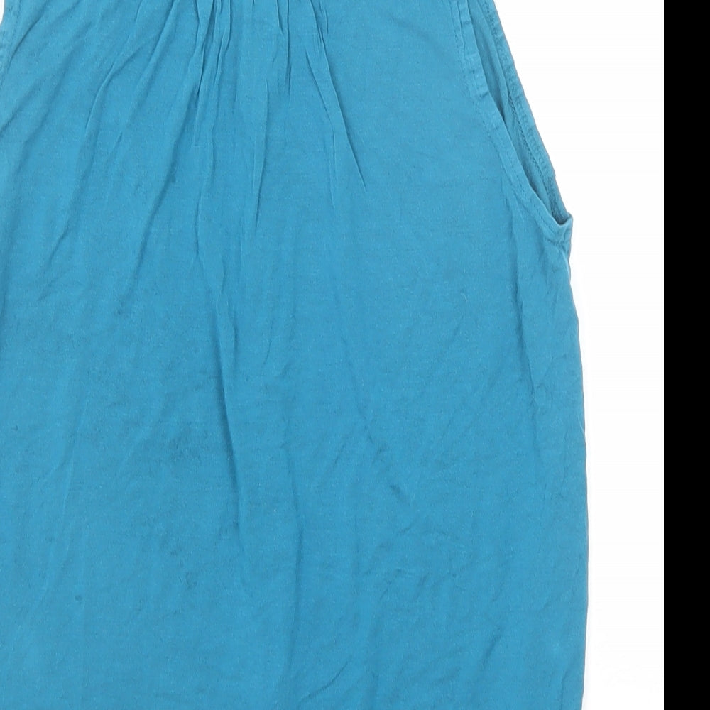 New Look Womens Blue Viscose Basic Button-Up Size 12 Collared