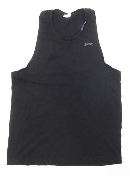 Slazenger Womens Black Cotton Basic Tank Size XL Round Neck
