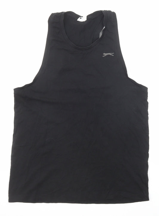 Slazenger Womens Black Cotton Basic Tank Size XL Round Neck