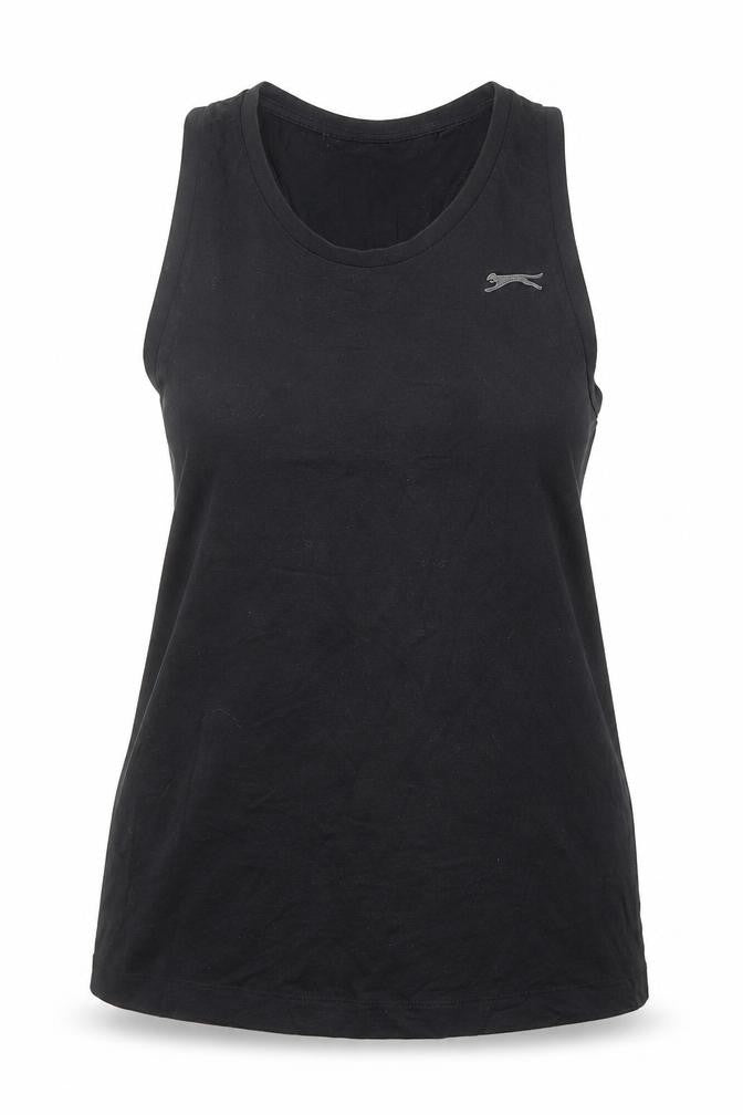 Slazenger Womens Black Cotton Basic Tank Size XL Round Neck