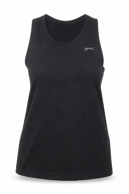Slazenger Womens Black Cotton Basic Tank Size XL Round Neck