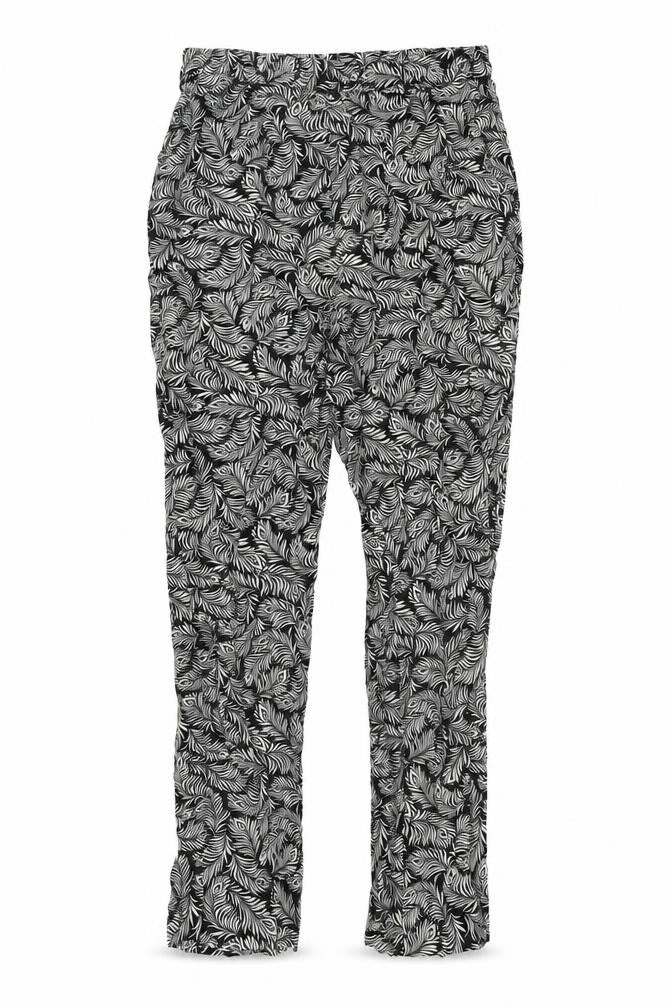 H&M Womens Black Geometric Viscose Trousers Size 6 Regular