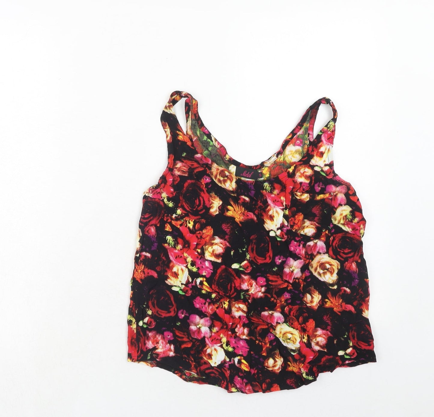 Motel Womens Silver Floral Viscose Basic Tank Size S Round Neck