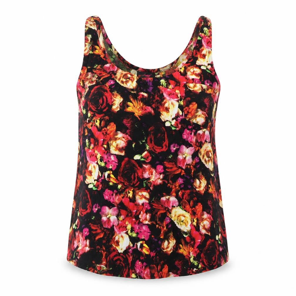Motel Womens Silver Floral Viscose Basic Tank Size S Round Neck