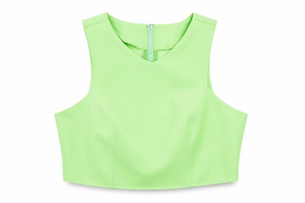 Fabulous Womens Green Polyester Cropped Tank Size 10 V-Neck